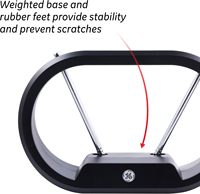 Antenne TV d'intérieur GE Modern Loop Rabbit Ears, dipôles extensibles de 15 pouces/4 pieds, 4K 1080P VHF/UHF, numérique HDTV de table pour Smart TV