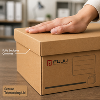 FUJU Vente en gros de cartons ondulés recyclables en kraft avec trou de transport, logo personnalisé imprimé, emballage d'exportation