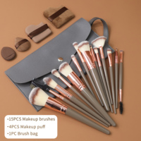 15 Stück Mode Champagner Gold Make-up Pinsel Beutel Enthält 4 Stück Synthetic Powder Foundation Concealer Tools Alle kosmetischen Werkzeuge One