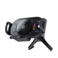 Chargeur de voiture sans fil 15W pour téléphones pliables standard, fixation automatique électrique RGB à 90 degrés pour grille d'aération, idéal pour la navigation et les voyages