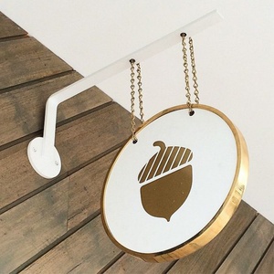 Custom Metal Double Sided Projecting Channel Led Round Light <b>Box</b> <b>Letters</b> Storefront Signs Blade Sign Outdoor Plating Signage - Product Image 2