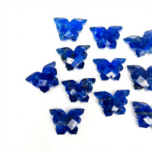 Pierre précieuse naturelle Lapis Lazuli sculptée en forme de papillon, mini-briolette de cristal de 14 mm pour la fabrication de bijoux, fournitures en gros de pierres précieuses - Product Image 1