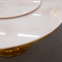 Großhandel Moderner Goldener Edelstahl-Marmortisch, Langlebiger Hochzeits- und Bankett-Tisch für Hotel, Esszimmer und Wohnräume