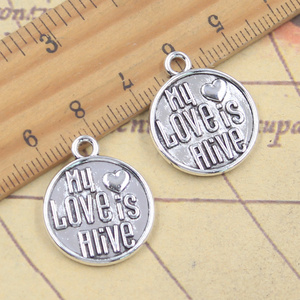 Ciondoli in metallo antico <span class=keywords><strong>per</strong></span> <span class=keywords><strong>gioielli</strong></span> fai da te 24x20MM ciondoli in bronzo <span class=keywords><strong>argento</strong></span> tibetano in lega piatti rotondi - Product Image 4