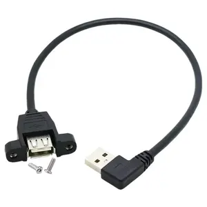 UP/Down/Left/Right USB A Male Elbow Connector To A Female Screw Panel Mount Extension For Data Charging Cable