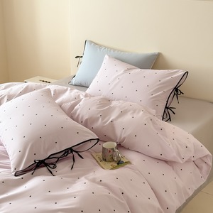 Juego de Ropa de Cama con Estampado Digital de Puntos de Algodón, Funda de Almohada con Decoración de Lazo, Juego de Funda Nórdica - Product Image 3