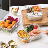 Ensemble de boîtes à lunch en verre transparent sans BPA de qualité supérieure pour l'école et le bureau, réutilisables, compatibles micro-ondes, avec couvercle anti-fuite
