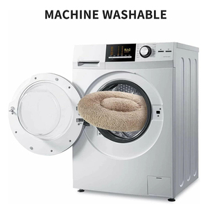Kostenlose Musterlieferanten Neuartiges Rundes Langes Plüsch-Donut-Haustierbett Flauschiges Baumwoll-Braunes Beruhigendes Kleines Katzen- und Hundehäuschen - Product Image 2