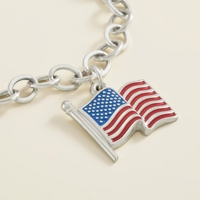 Pendentif en argent sterling S925 James Avery USA & thème patriotique, orné du drapeau américain/lettres/design Tour Eiffel