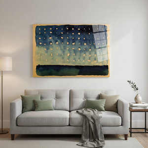 Modern Beige Navy Blue <b>Abstract</b> Night Sky <b>Printed</b> <b>Canvas</b> Wall Art,TEMPERED GLASS ART - Product Image 2
