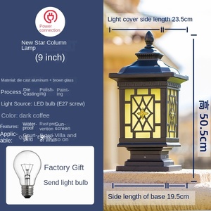 โคมไฟเสาโซลาร์เซลล์กลางแจ้ง LED แสงวอร์มไวท์ 3500K IP65 โคมอะคริลิคสีบรอนซ์ ขั้ว E27 ติดตั้งแบบฝัง ไม่สามารถถอดออกได้ ใช้งานได้นาน 50000 ชั่วโมง - Product Image 4