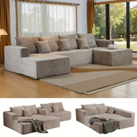 Canapé modulaire en forme de U, en velours côtelé moelleux, éponge haute densité, cadre en bois massif moderne, grande chaise longue confortable, sans assemblage