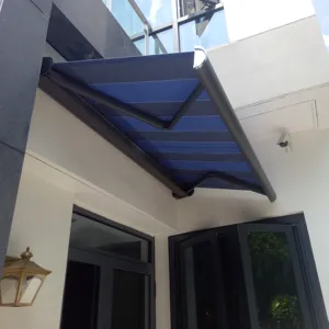 Outdoor Patio Luxury Full Cassette Retractable Awning With Motor And LED Light Customize Awnings