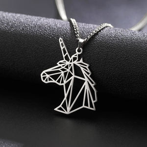 Myshape Origami Licorne Renard Grue Pendentif Collier Femmes Filles Acier Inoxydable Animal Choker Neck Chain Colliers Bijoux Cadeau - Product Image 2