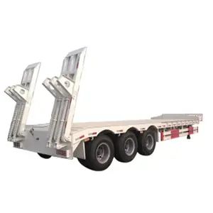 China supplier Loader bed 3 Axle 60 Tons 80Ton Lowboy extendable low loader for construction equipments