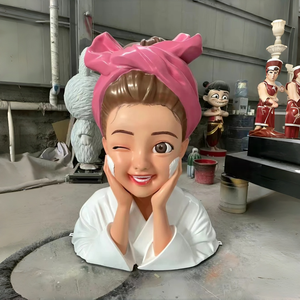 Statue <span class=keywords><strong>de</strong></span> buste <span class=keywords><strong>de</strong></span> fille en fibre <span class=keywords><strong>de</strong></span> verre, personnage féminin mignon qui cligne des yeux, pour salon <span class=keywords><strong>de</strong></span> beauté, spa, boutique - Product Image 3
