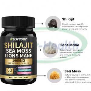 Cápsulas de Shilajit y Musgo Marino Ausreson OEM, Suplemento de Ashwagandha y Shilajit, Cápsulas de Shilajit, Melena de León y Musgo Marino - Product Image 2