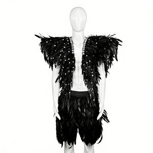 Épaulette en plumes d'oie avec accents de cristal pour tenue de festival de danse Samba, accessoire de vêtement dramatique en plumes pour l'épaule - Product Image 5