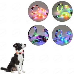 Conjunto de correa de collar LED para perro eléctrico, correa ajustable de PVC recargable y duradera para mascotas - Product Image 1