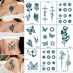 Autocollants de tatouage semi-permanents sans eau, non toxiques, imperméables, pour le corps et les bras, motifs papillon, rose, soleil, lys, à peler et coller, vente en gros - Product Image 4
