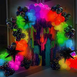 Kit d'<span class=keywords><strong>arche</strong></span> <span class=keywords><strong>de</strong></span> ballons néon HLC, ballons qui brillent dans le noir pour les événements disco des années 80 et 90, fournitures pour fêtes rock and roll - Product Image 2