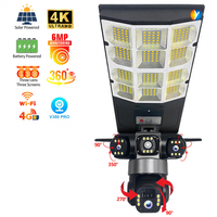 Lampe solaire extérieure avec caméra CCTV 12MP, triple objectif, 4G WiFi, tout-en-un, capteur PIR, lampe de sécurité pour jardin, route