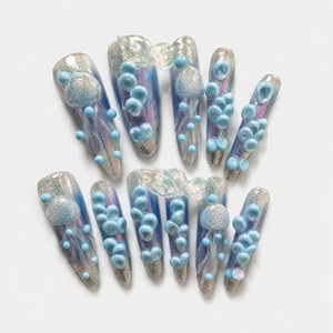 Ongles à presser 3D Méduse Sirène, en acrylique pailleté, couvrance totale, longs, pour la décoration des doigts - Product Image 2