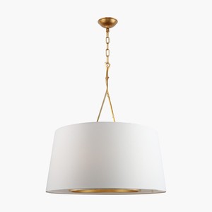 Lustre de luxe américain en fer et feuille d'or avec abat-jour en tissu, lampe suspendue pour chambre à coucher, petite salle à manger, couloir, plafonnier - Product Image 1