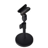 Support de microphone de bureau en métal réglable en hauteur, robuste, avec base ronde lestée