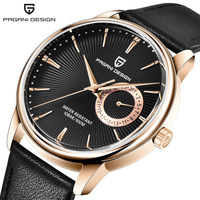 Jam Tangan Quartz Pria Bojiani New Cross-Border 40mm Pointer Casing Stainless Steel Bulat Kaca Mineral Tali Kulit Tahan Air 30M