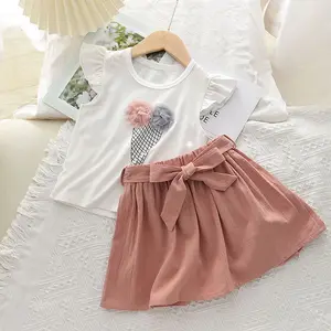 Summer Girls Clothes Set Skirt Solid Color Top With Skirt Cute 2 Piece Toddler Girl Fashion 2 Piece Clothing Set