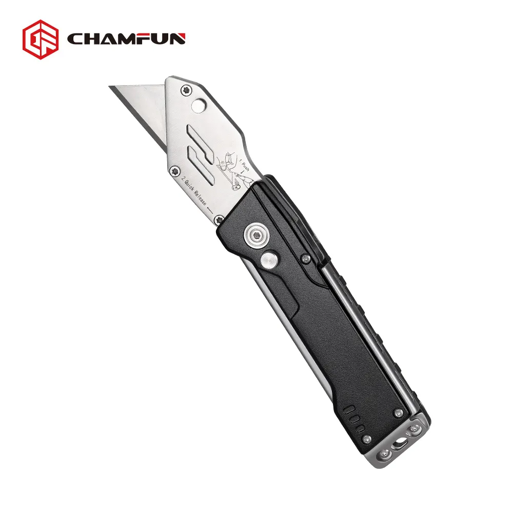 New Design Aluminium Handle Knife Cutter Folding Heavy Duty Utility Knife with SK5 Blades