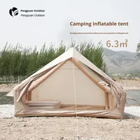 Tente gonflable automatique de luxe quatre saisons à double couche, grande ouverture, imperméable, pour camping extérieur, 6,3 mètres carrés, couleur kaki