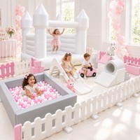 Populaire Aire de Jeux Intérieure Douce avec Clôture  Ensemble d'Équipements de Jeux Doux avec Maison Gonflable Blanche  Jeux Doux Blancs