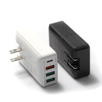 Chargeur mural fin OEM ODM 32W PD 20W QC18W GaN 4 ports rapide 3 USB-A 1 USB-C Adaptateur secteur 4 en 1 pour iPhone Samsung Android