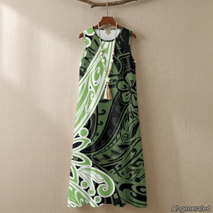 Bestseller Ethnisches Maxikleid Damen Böhmisches Ärmelloses Langes Kleid <span class=keywords><strong>Polynesien</strong></span> Stammesmuster Strand Urlaub Resort Kleidung mit Tasche - Product Image 4