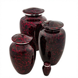 <b>Red</b> Tiger Eye Aluminium Cremation Funeral Memorial Adult Ash Human Urns Free <b>Velvet</b> Bag - Product Image 1