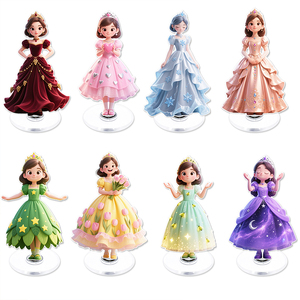 Porte-cartes rotatif créatif personnalisé, motif dessin animé mignon, en acrylique, ornement de bureau, accessoire transparent Princesse - Product Image 5