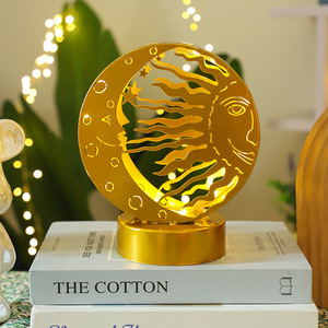 Lámpara de Luna de Hierro Forjado, Bola Dorada con Forma de Castillo Estrellado, para Mesa de Comedor, Hotel, Restaurante, Dormitorio, Fiestas, Ambiente Festivo - Product Image 4