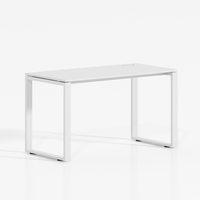 Bureau de travail en métal blanc moderne, 1 place, structure métallique, socle mural