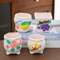 Kit de Pot de Fleurs en Céramique à Peindre Soi-même, Ensemble de Peinture DIY pour Jardinière en Relief avec Pinceaux à Peinture Acrylique, Cadeau Artisanat pour Enfants, Cadeau de Fêtes, OEM