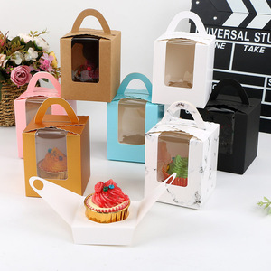Sản Phẩm Hộp Giấy Mới Hộp Bánh <span class=keywords><strong>Cupcake</strong></span> Đơn Màu Vàng Tím Trắng Đen Hồng Có Cửa Sổ - Product Image 1