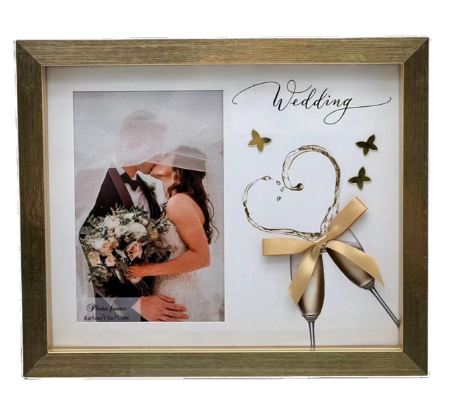 Golden Silver Wood Photo Frame for Weddings Anniversaries and Memorials Perfect Wedding Anniversary Gift