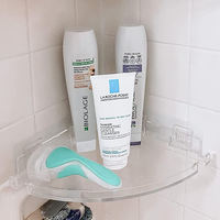 Support de douche d'angle transparent, support de douche acrylique transparent, conteneur de stockage de salle de bain mural