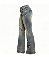 Pantalones Vaqueros Acampanados Y2K para Mujer al por Mayor, de Talle Alto, Estilo Vintage, Lavado, con Bajo Deshilachado y Costuras, Estilo Urbano, Tipo Bootcut, Tallas XS-XL
