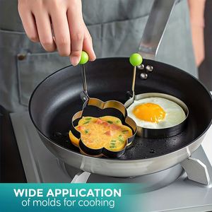 Molde para Hacer Panqueques en Forma de Huevo de Acero Inoxidable al por Mayor con Asa, Utensilio de Cocina para Freír - Product Image 3