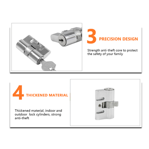 キーコアバレルロックシリンダー70mm 90mmダブルオープンデッドボルト亜鉛合金3キー付属 - Product Image 4