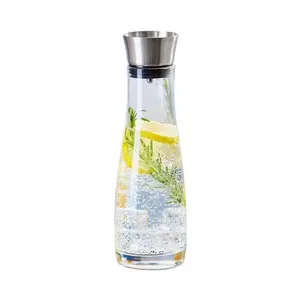 Modern round Stainless Steel Lid Carafe for Adults for Cold Beverages such as Coffee and Juice Made of Glass