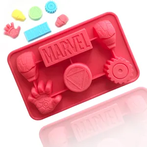 Cetakan Kue Sabun Silikon, Alat DIY untuk Memanggang Dapur Keju Silikon Cetakan 026 6 Rongga Bentuk Marvel Cetakan 3D Sekali Pakai