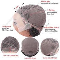 Perruque Courte Bouclée en Cheveux Humains Brésiliens 100% Naturels, Dentelle HD, pour Quotidien & Soirées, Sans Matière Synthétique